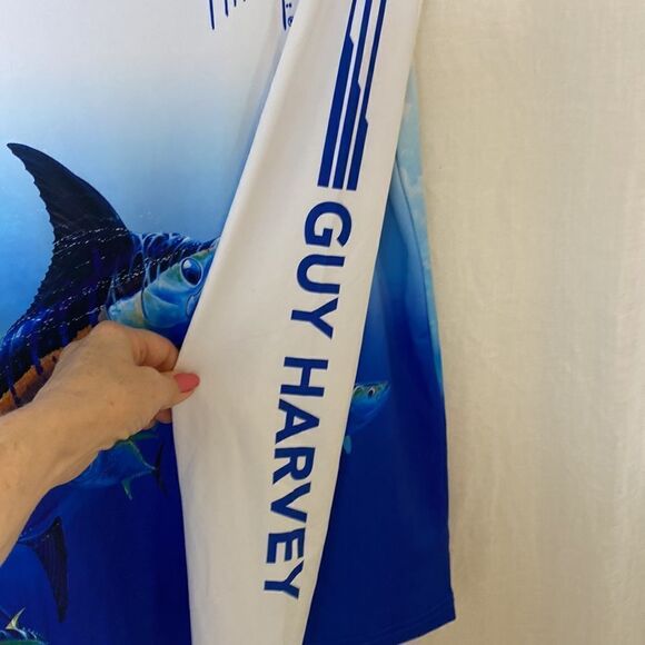 Guy Harvey White Fishing Shirt Graphic Front and Back Size Small - Picture 4 of 8